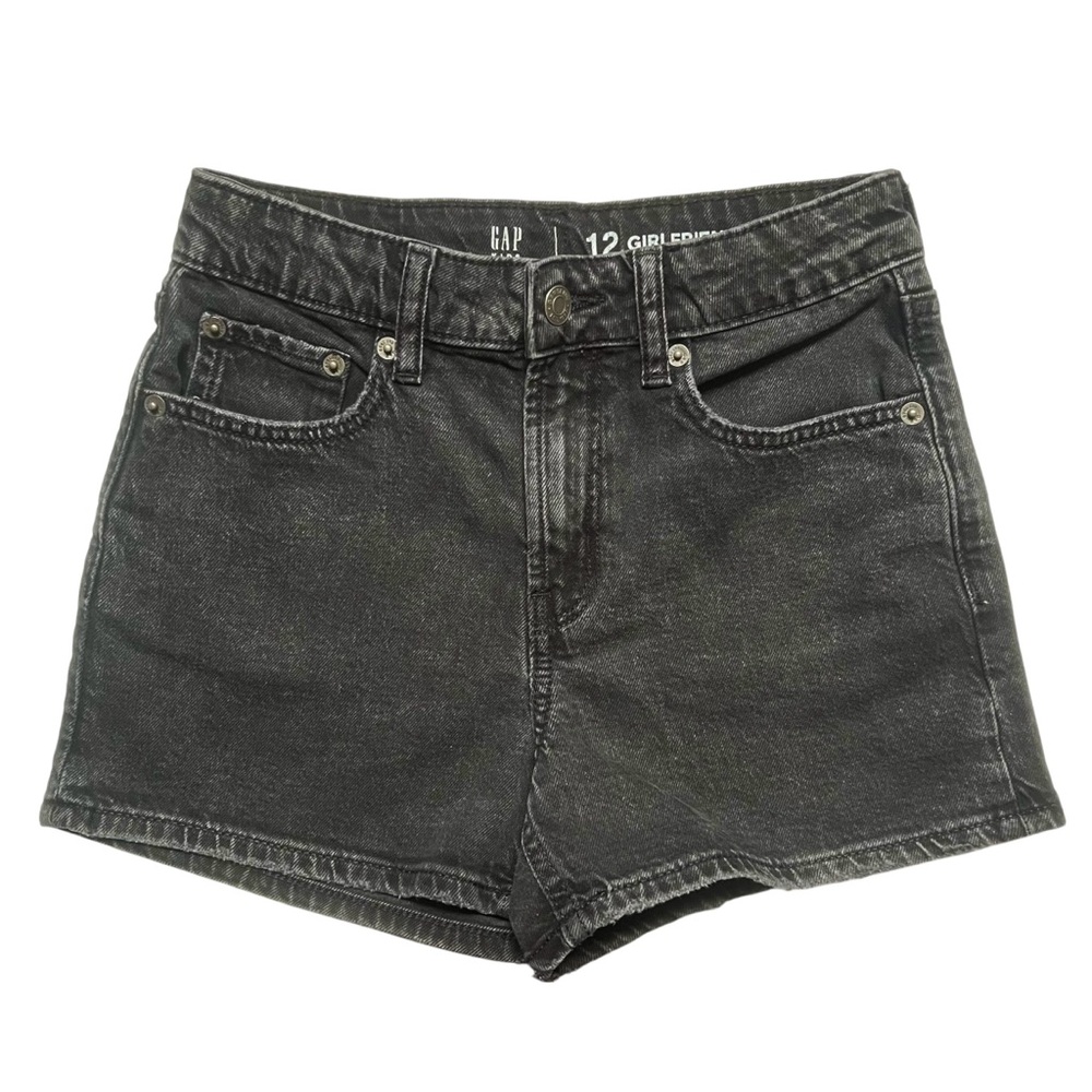 GAP KIDS BLACK HIGH RISE DENIM GIRLFRIEND SHORTS SIZE 12